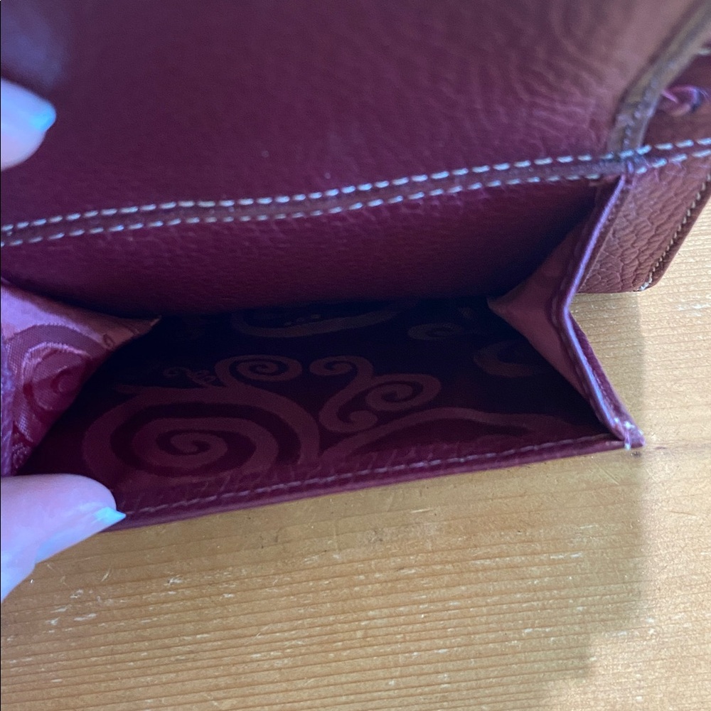 Brighton Burgundy Leather Women's Wallet With Buckle - Picture 4 of 10